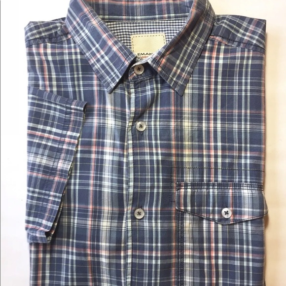 Emanuel Ungaro Men’s Short Sleeve Button Down Shirt Blue Plaid Small - Picture 7 of 9